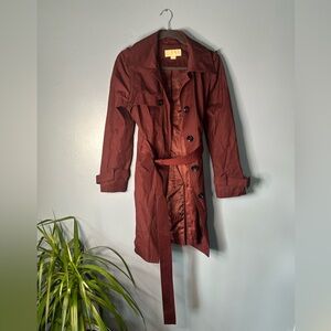MICHAEL Michael Kors burgundy belted  raincoat / S